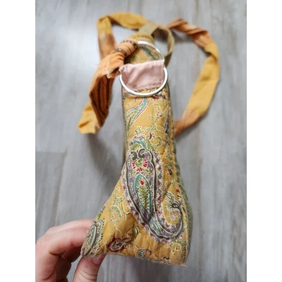 MaggiB Yellow Green Paisley Quilted Small Shoulder Crossbody Bag Zip Closure - Picture 6 of 13